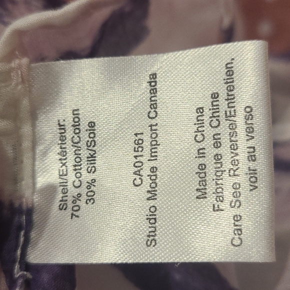 Robert Kitchen Blouse Cotton Silk Blend  Purple, Pink, white - Picture 8 of 9